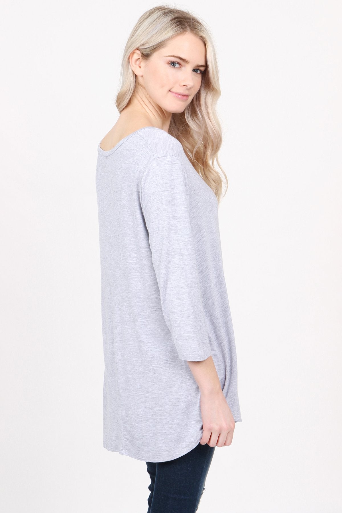 Premium V-Neck Dolphin Hem Top