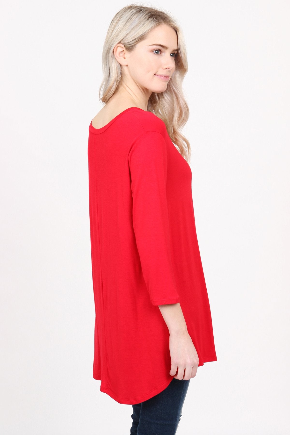 Premium V-Neck Dolphin Hem Top